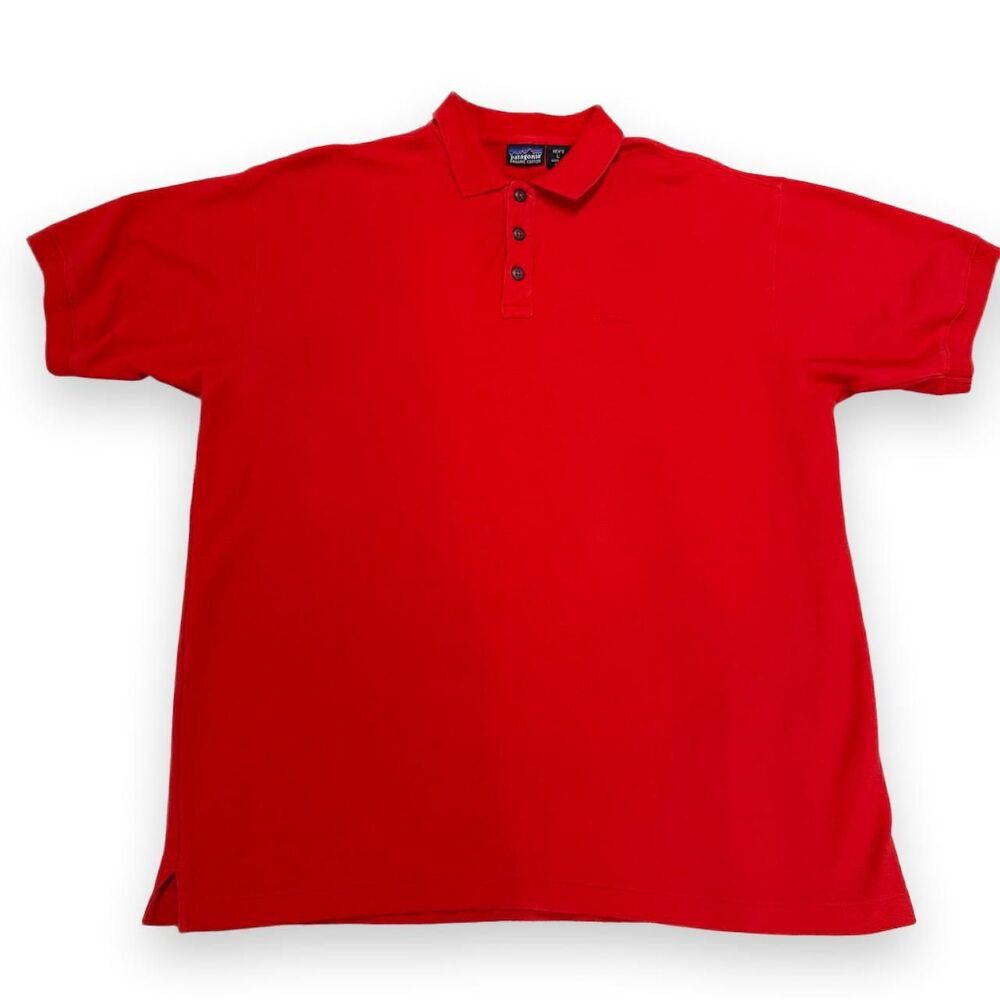 Patagonia Organic Cotton Red Polo Shirt Men's Large Classic Outdoor